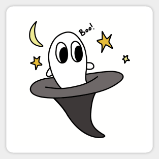 Cute Ghost in Witches Hat, made by EndlessEmporium Sticker